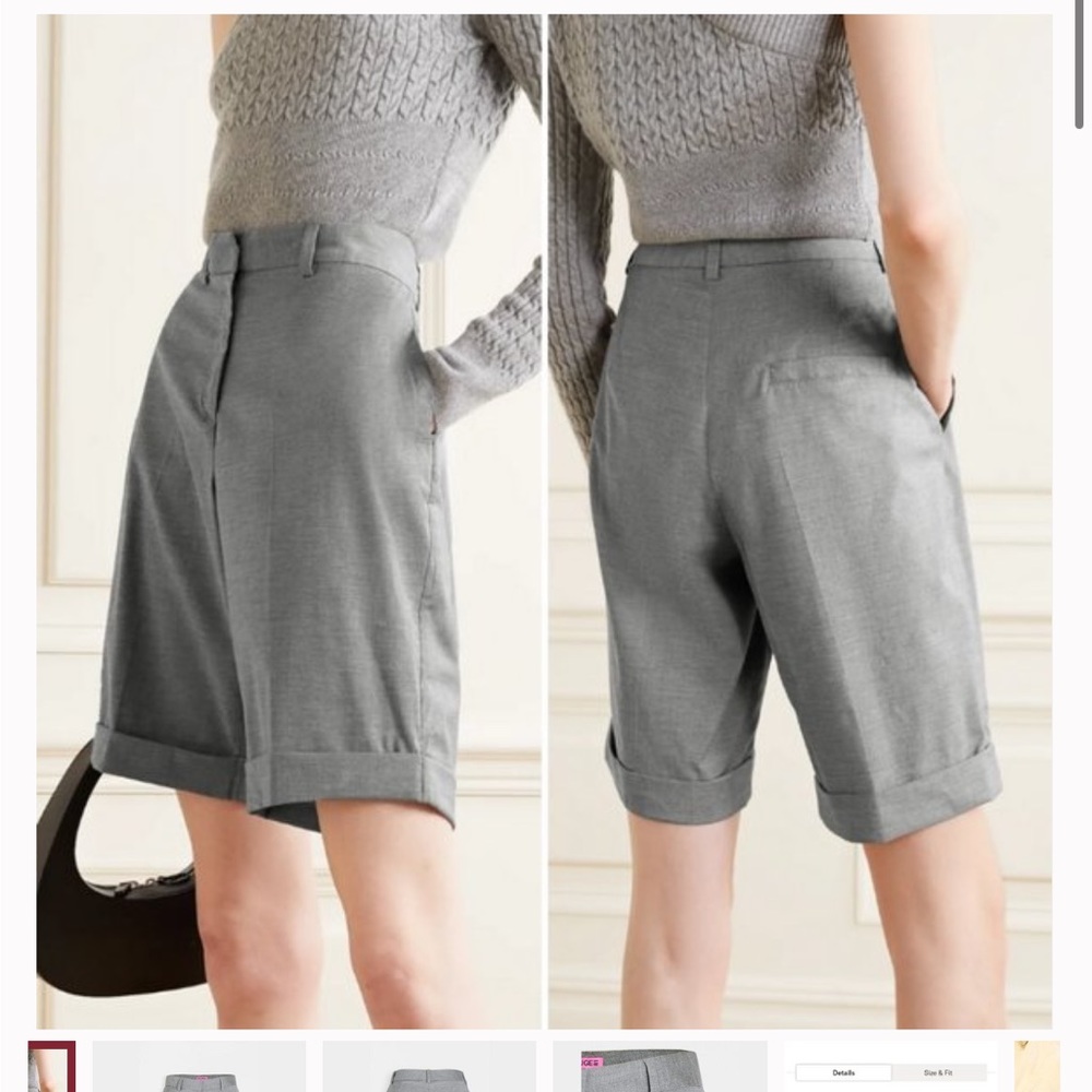 GAUGE81 Aruba Wool Blend Shorts High Waist Loose Fit in Grey Melange NWT Large